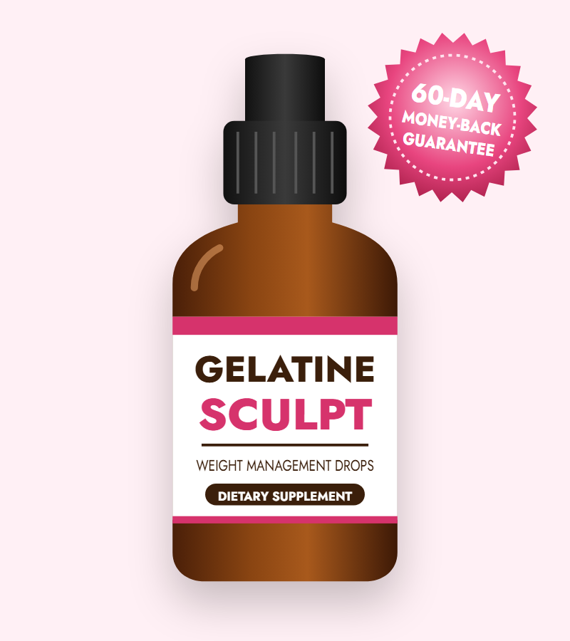 Gelatine Sculpt weight loss drops bottle with 60-day money-back guarantee